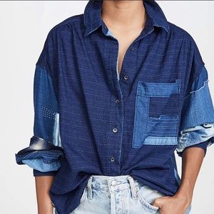 🌀Free People Patchwork Denim top